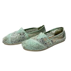 Toms Shoes Womens Alpargata Mint Moroccan Crochet Lace Boho Mint Adult 6.5 B
